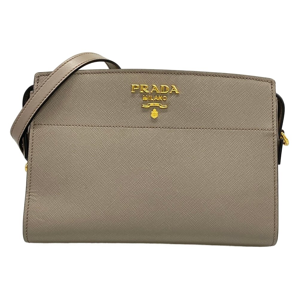 Prada Gray Leather Shoulder Bag #330427P13B